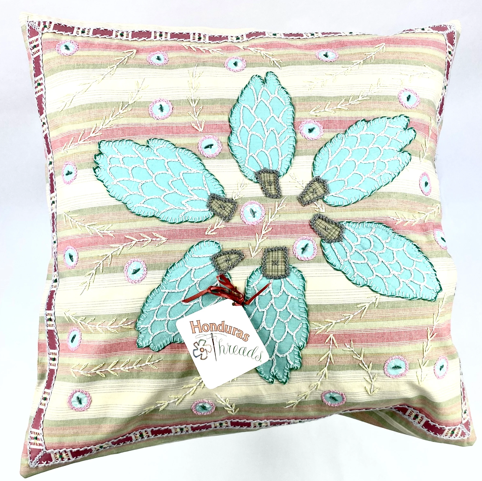 Uvas Design Embroidered Pillow with Insert