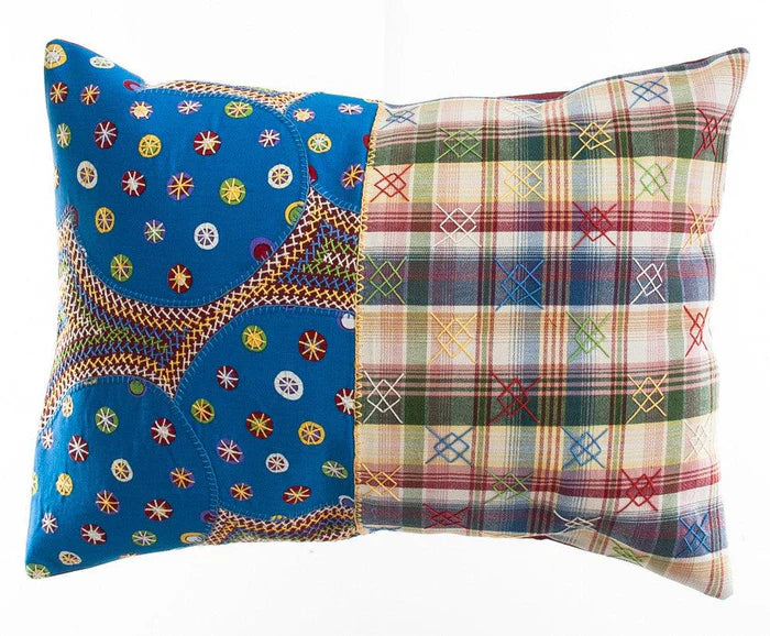 Cuadritos Design Embroidered Pillow With Insert Honduras Threads
