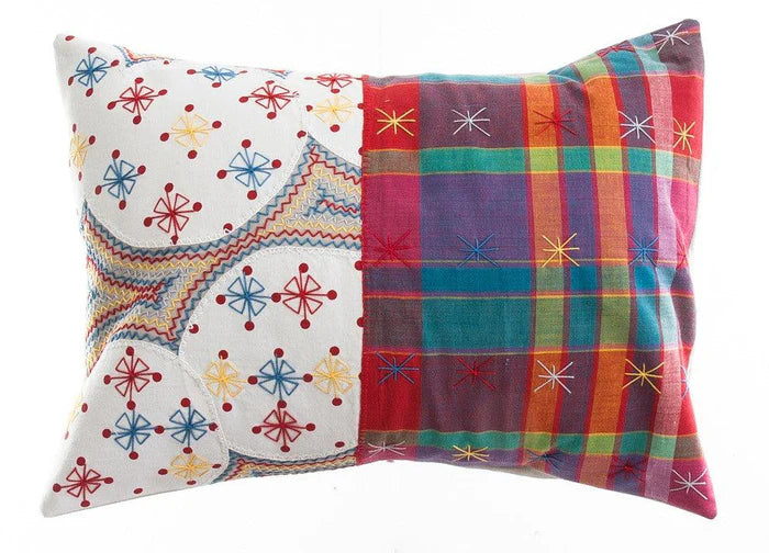 Cuadritos Design Embroidered Pillow Honduras Threads