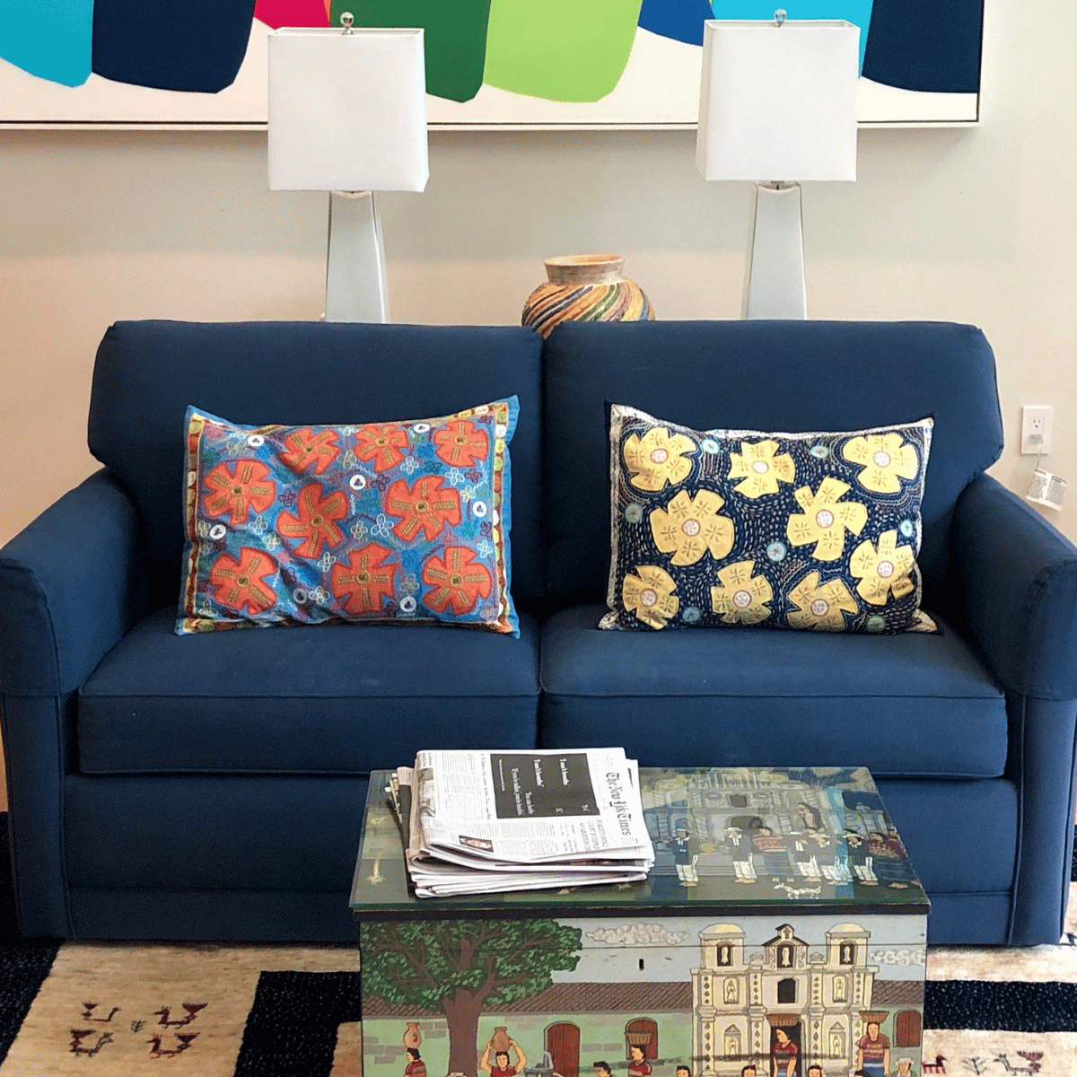 Hand-embroidered pillows