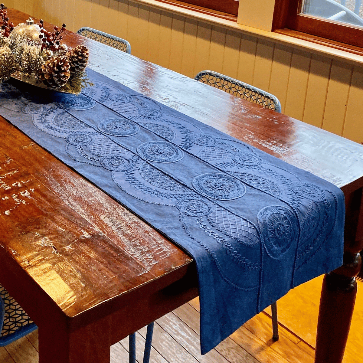 Hand-embroidered table runners