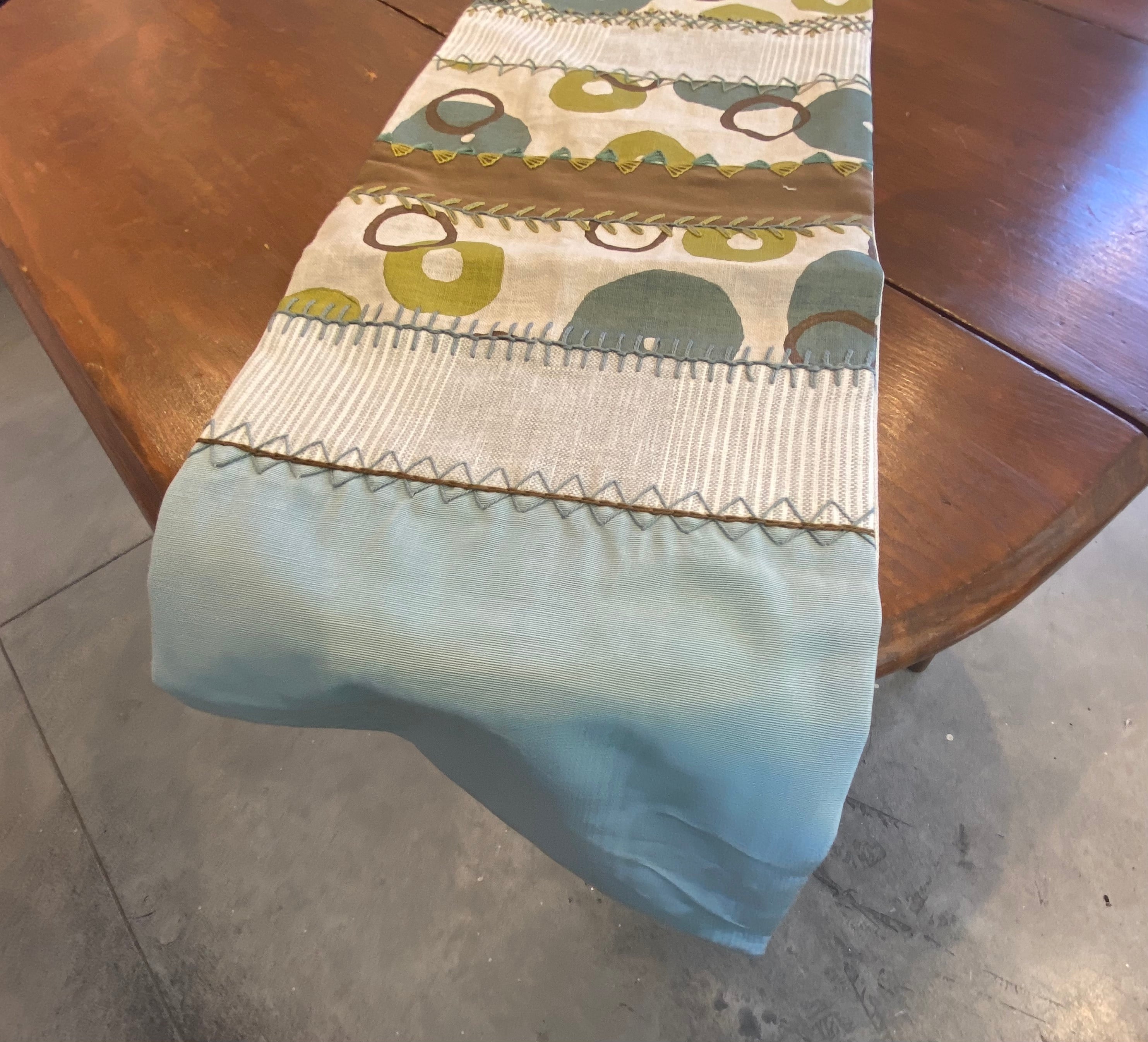 Sonata Design Embroidered Table Runner with red, gray and black Honduras Threads
