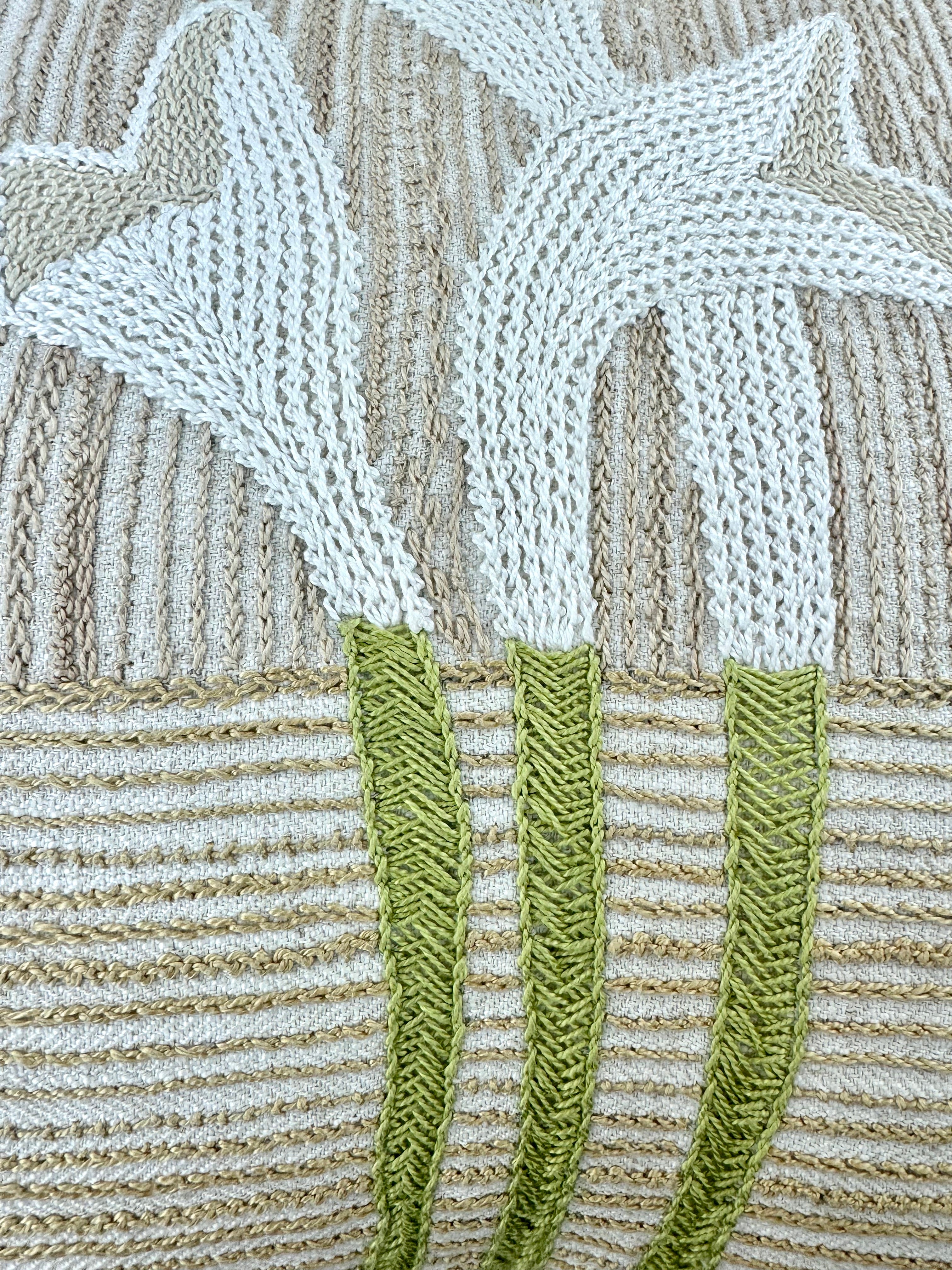 Monstera on blue denim Honduras Threads