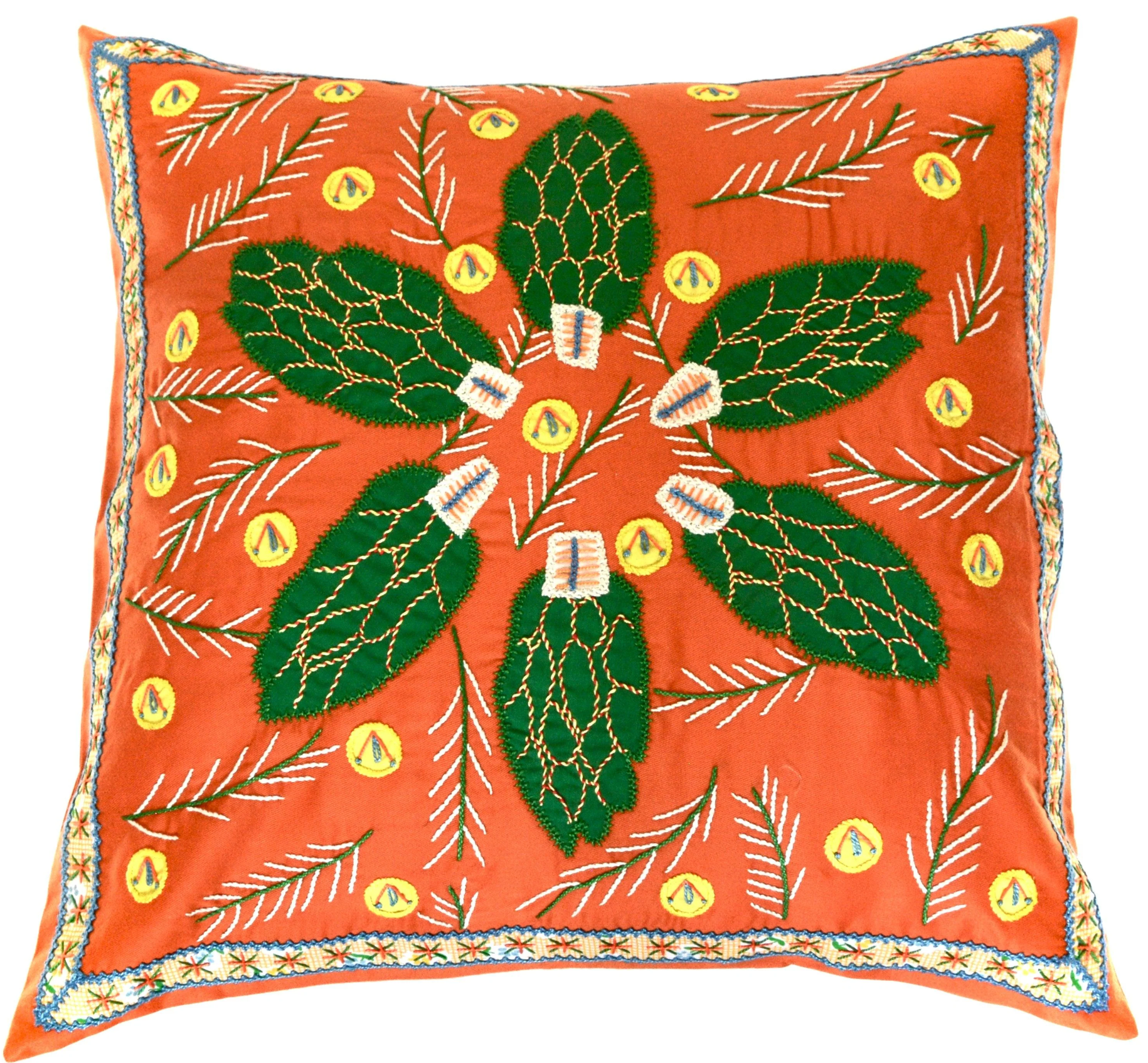 Uvas Design Embroidered Pillow with Insert