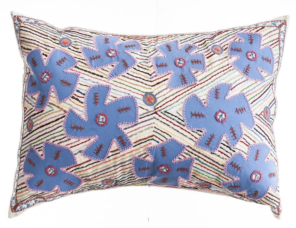 Flores Design Embroidered Pillow on cream Honduras Threads