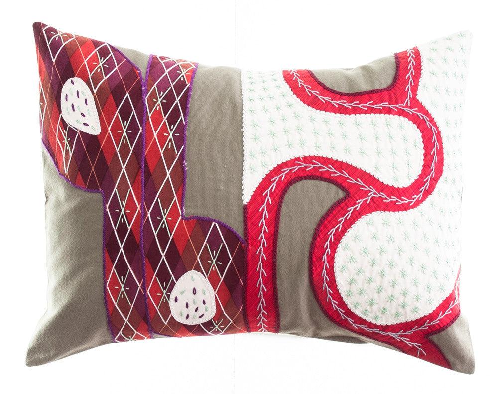 Cactus Design Embroidered Pillow on Sage Honduras Threads