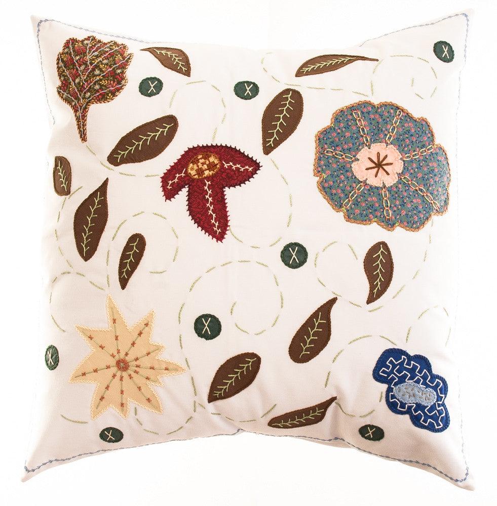 Rosas Design Embroidered Pillow on White Honduras Threads