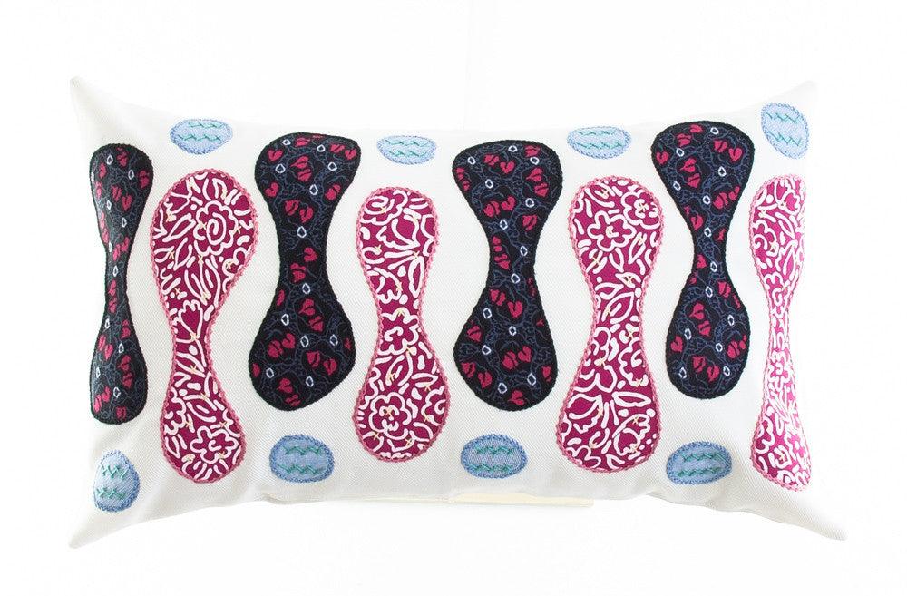 Zipper Design Embroidered Pillow on white Honduras Threads