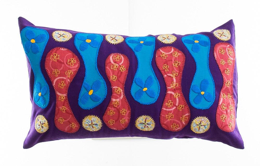 Zipper Design Embroidered Pillow on purple Honduras Threads