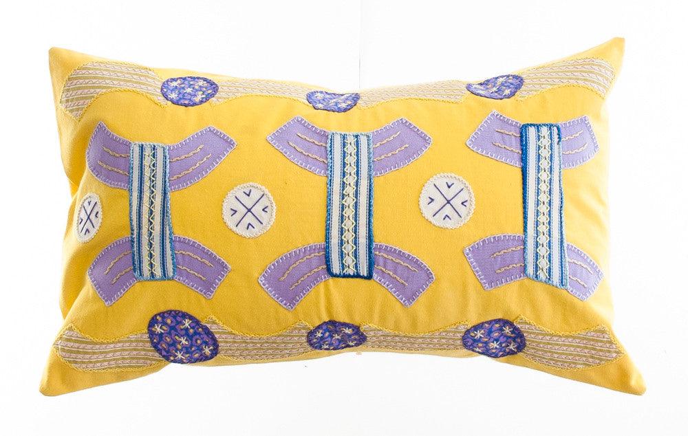 Yellow embroidered throw discount pillows