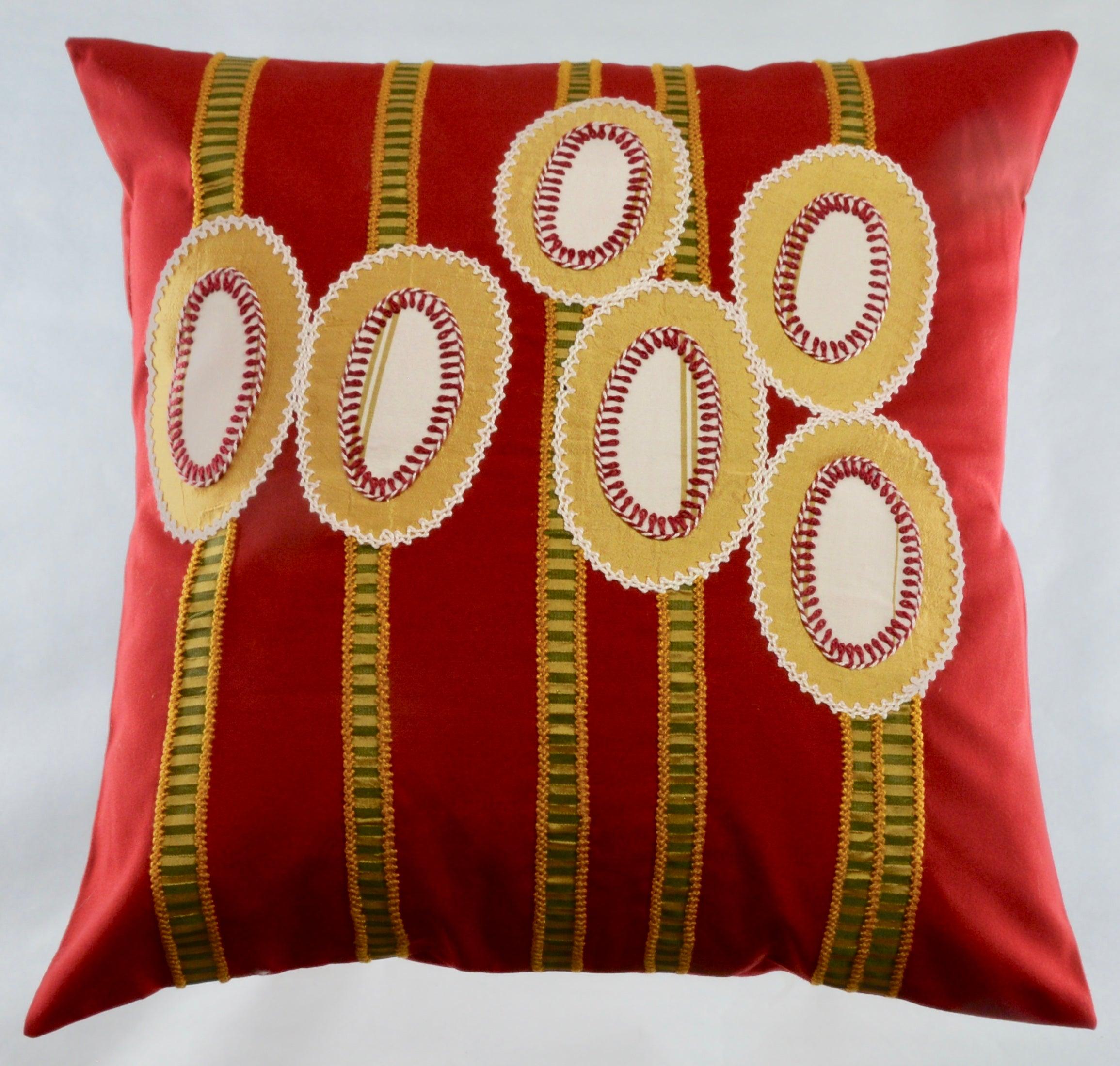 Maracas Design Embroidered Pillow on red Honduras Threads