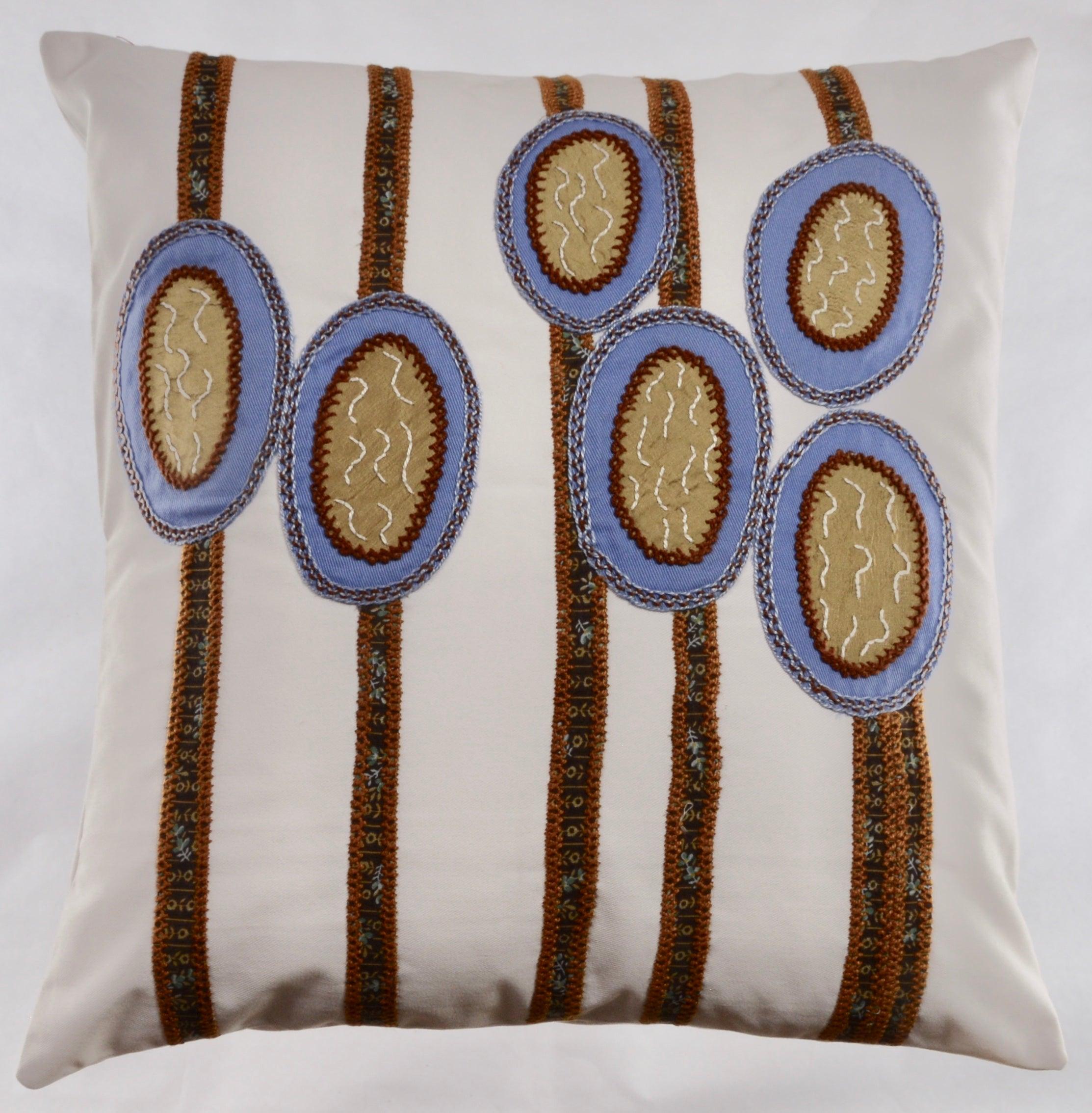 Maracas Design Embroidered Pillow on white Honduras Threads