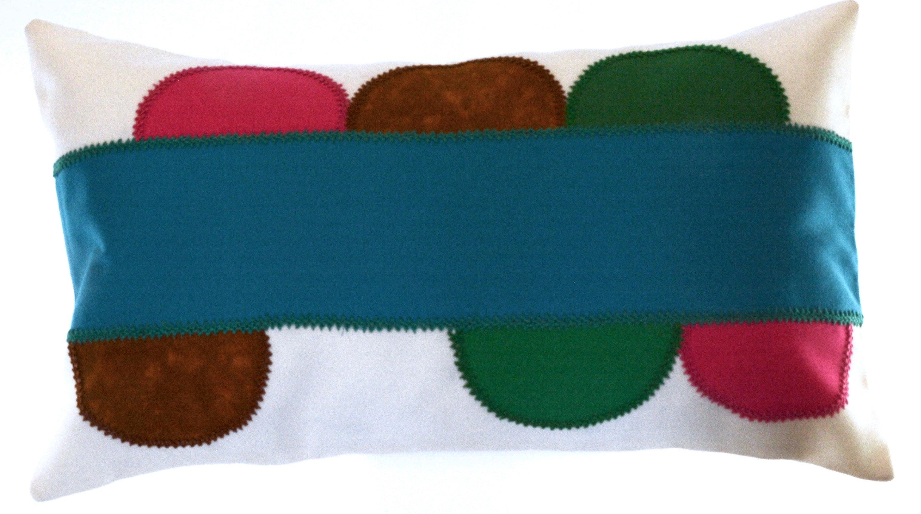 Piedras Lunar Design Embroidered Pillow on white Honduras Threads
