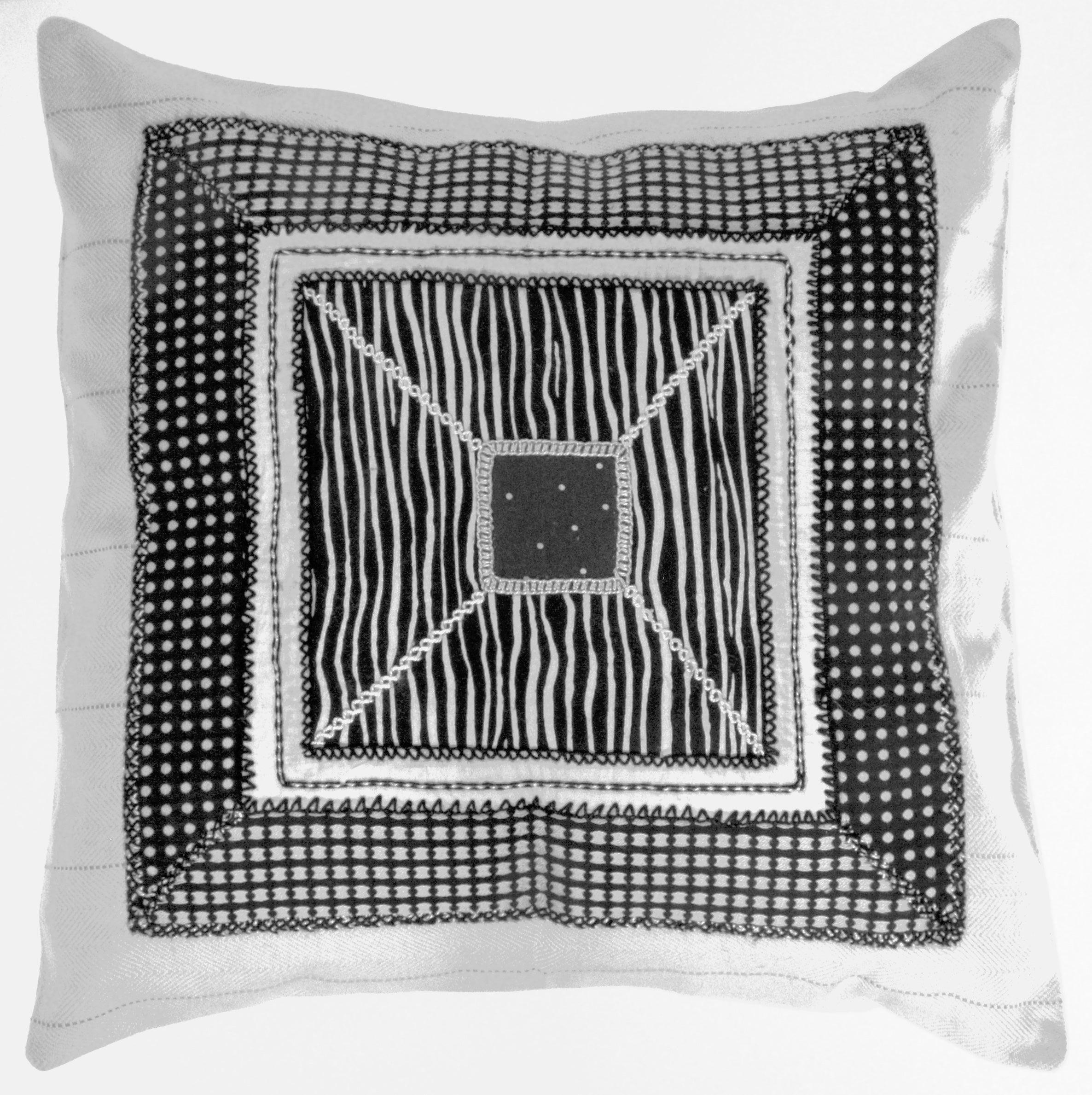 De Colores Design Embroidered Pillow on white Honduras Threads