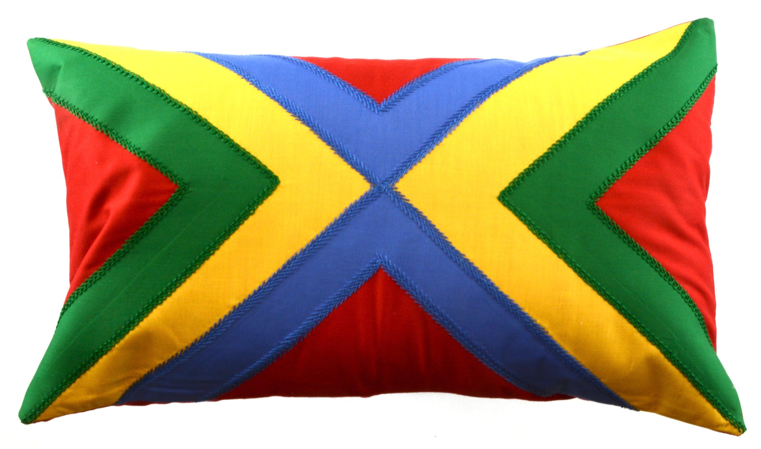 Conexiones Design Embroidered Pillow on red Honduras Threads