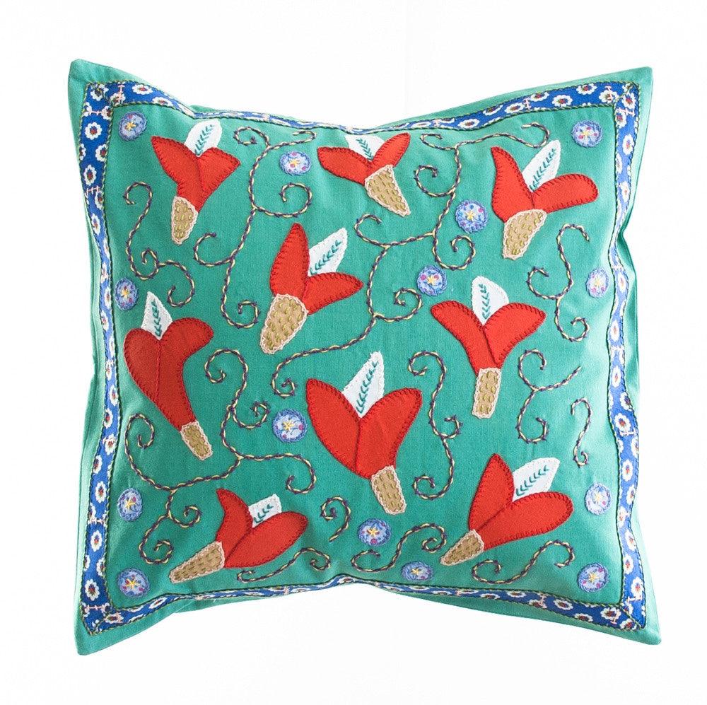 Lirios Design Embroidered Pillow with Insert Honduras Threads