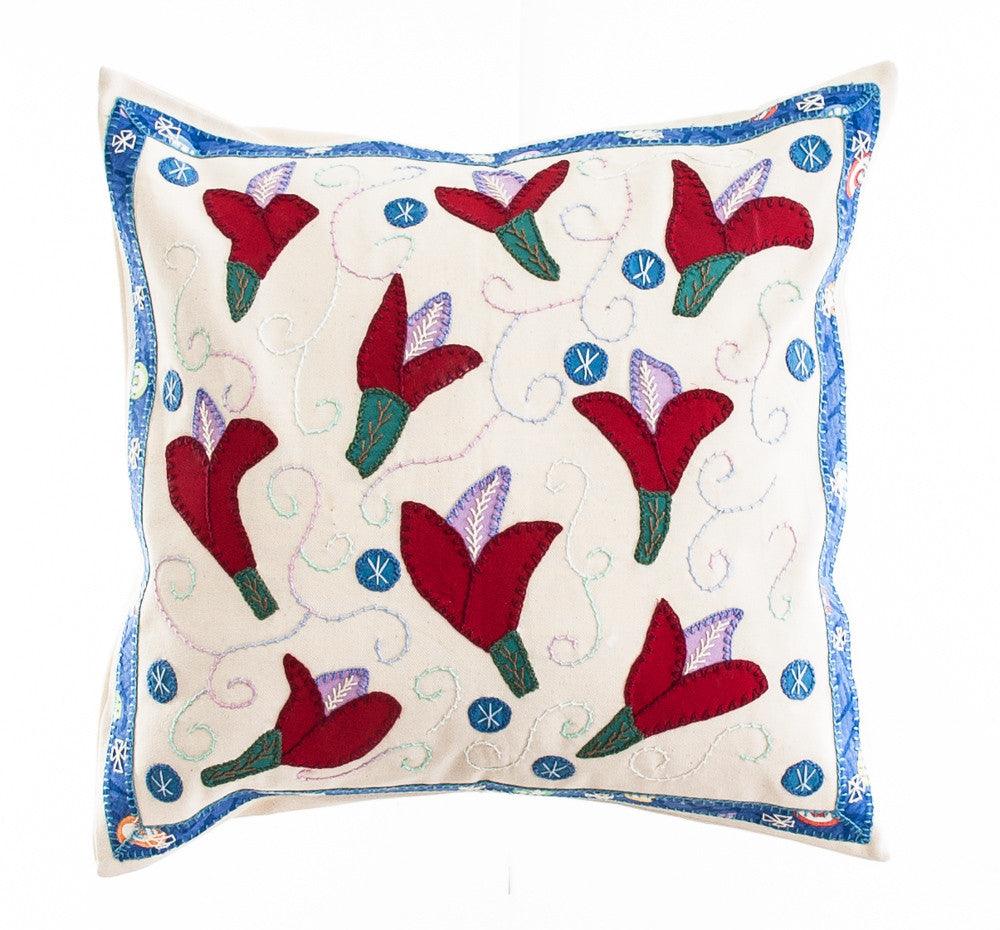 Lirios Design Embroidered Pillow with Insert Honduras Threads