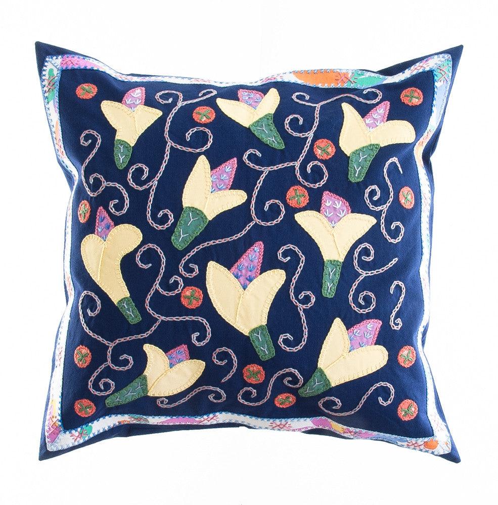 Lirios Design Embroidered Pillow with Insert Honduras Threads