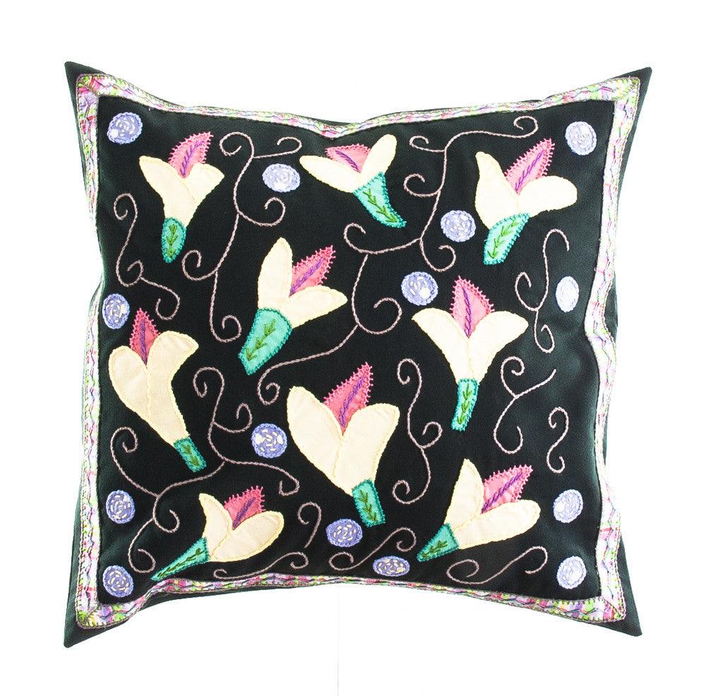 Lirios Design Embroidered Pillow with Insert Honduras Threads