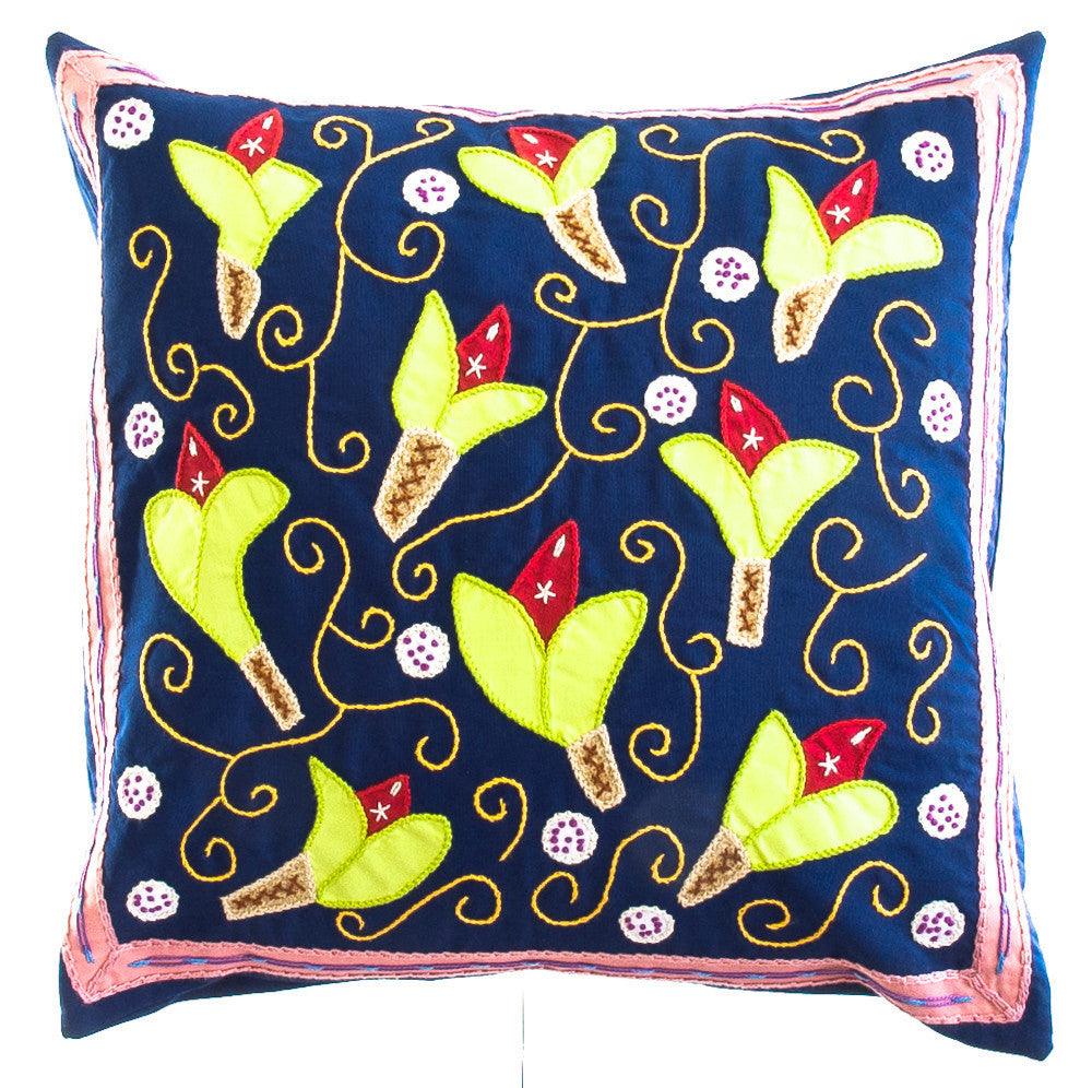 Lirios Design Embroidered Pillow with Insert Honduras Threads
