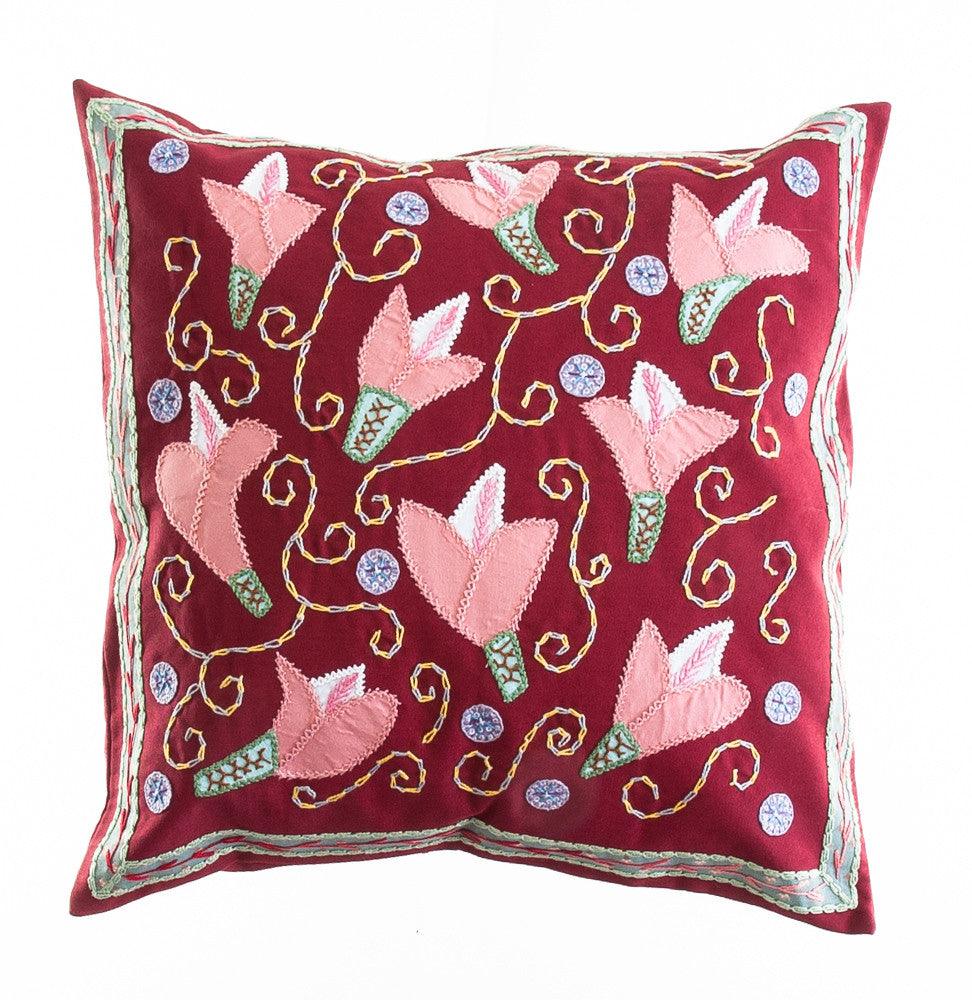 Lirios Design Embroidered Pillow with Insert Honduras Threads