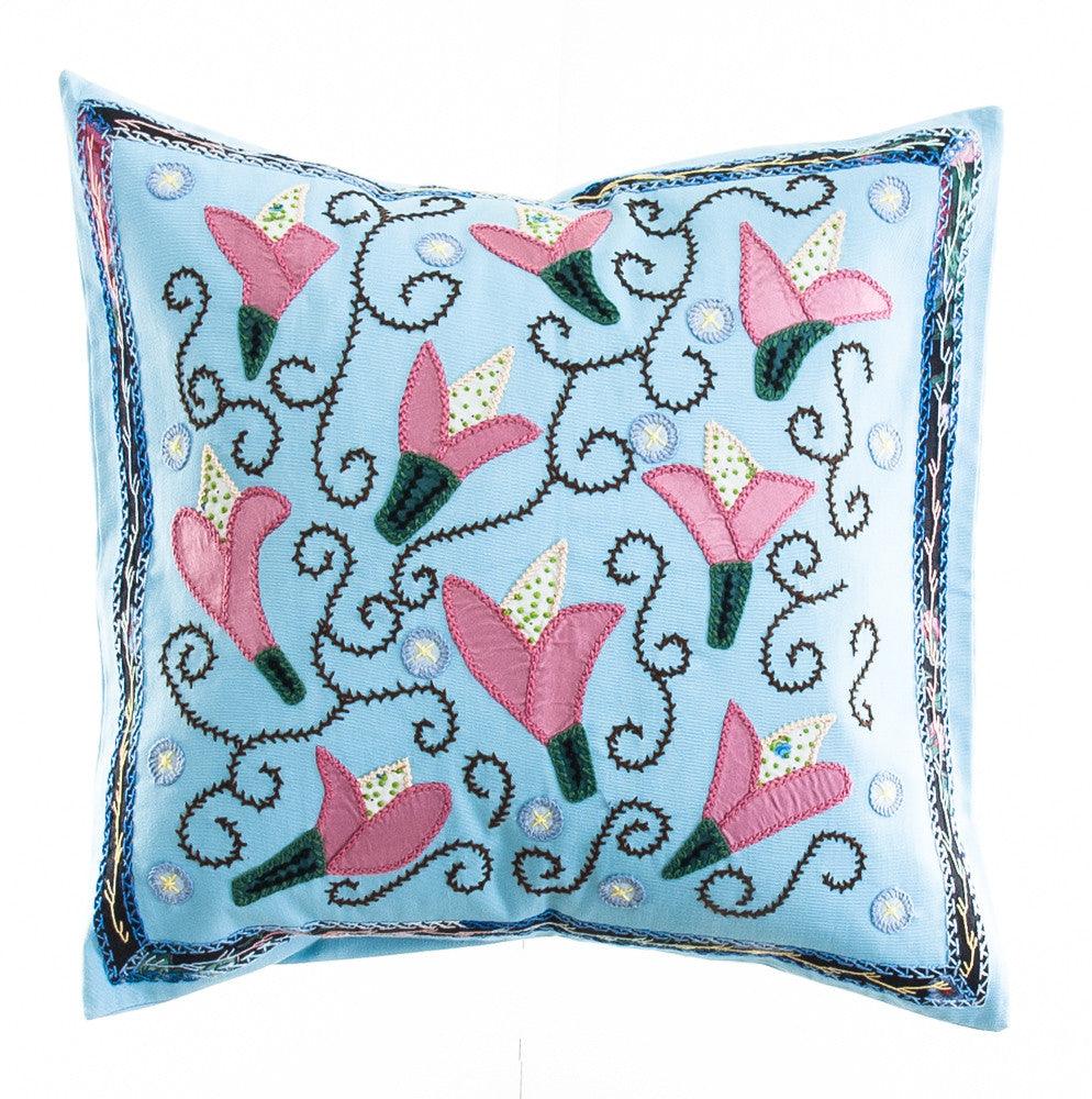 Lirios Design Embroidered Pillow with Insert Honduras Threads