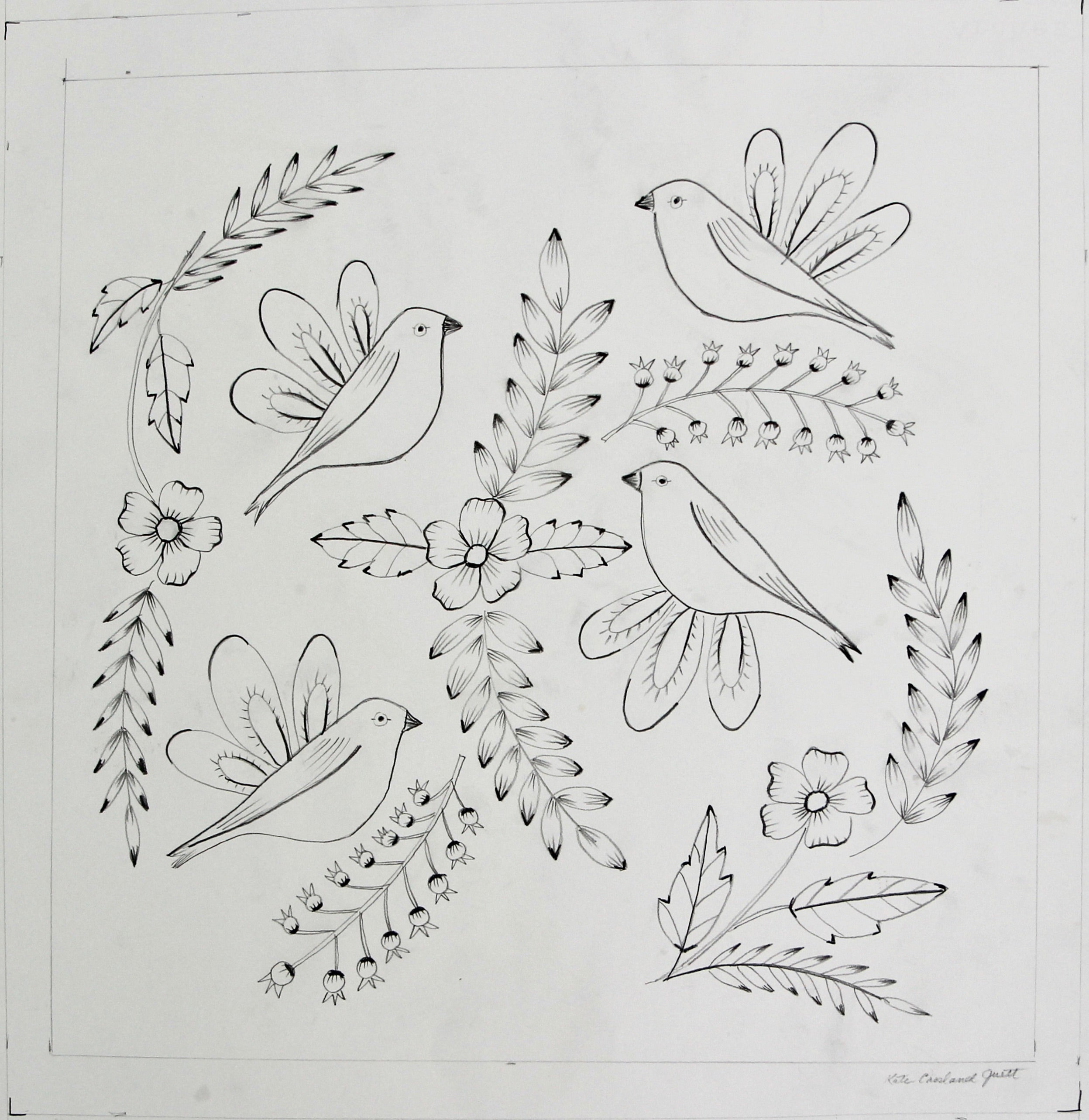 Birds in Flight on ecru Honduras Threads