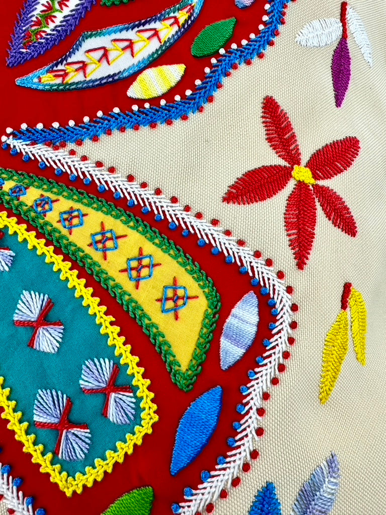 Butterfly Pillow on Turquoise Honduras Threads