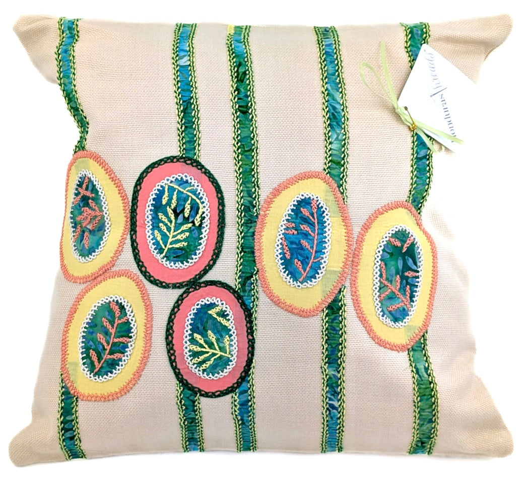 Maracas Design by Pamela Nelson.  Embroidered on white Pamela Nelson