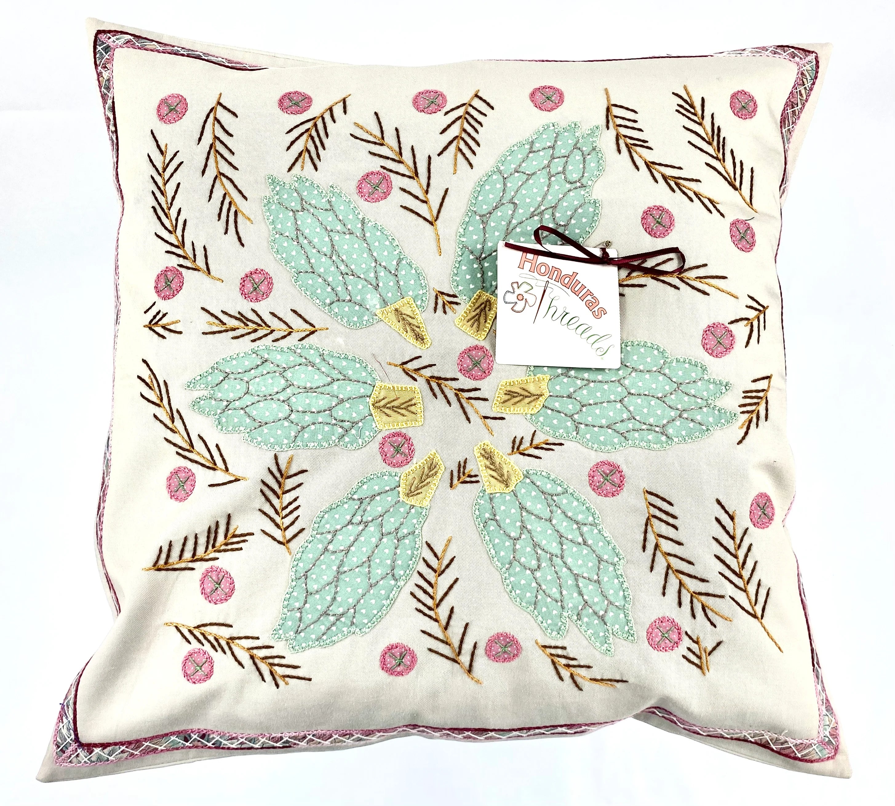 Uvas Design Embroidered Pillow with Insert