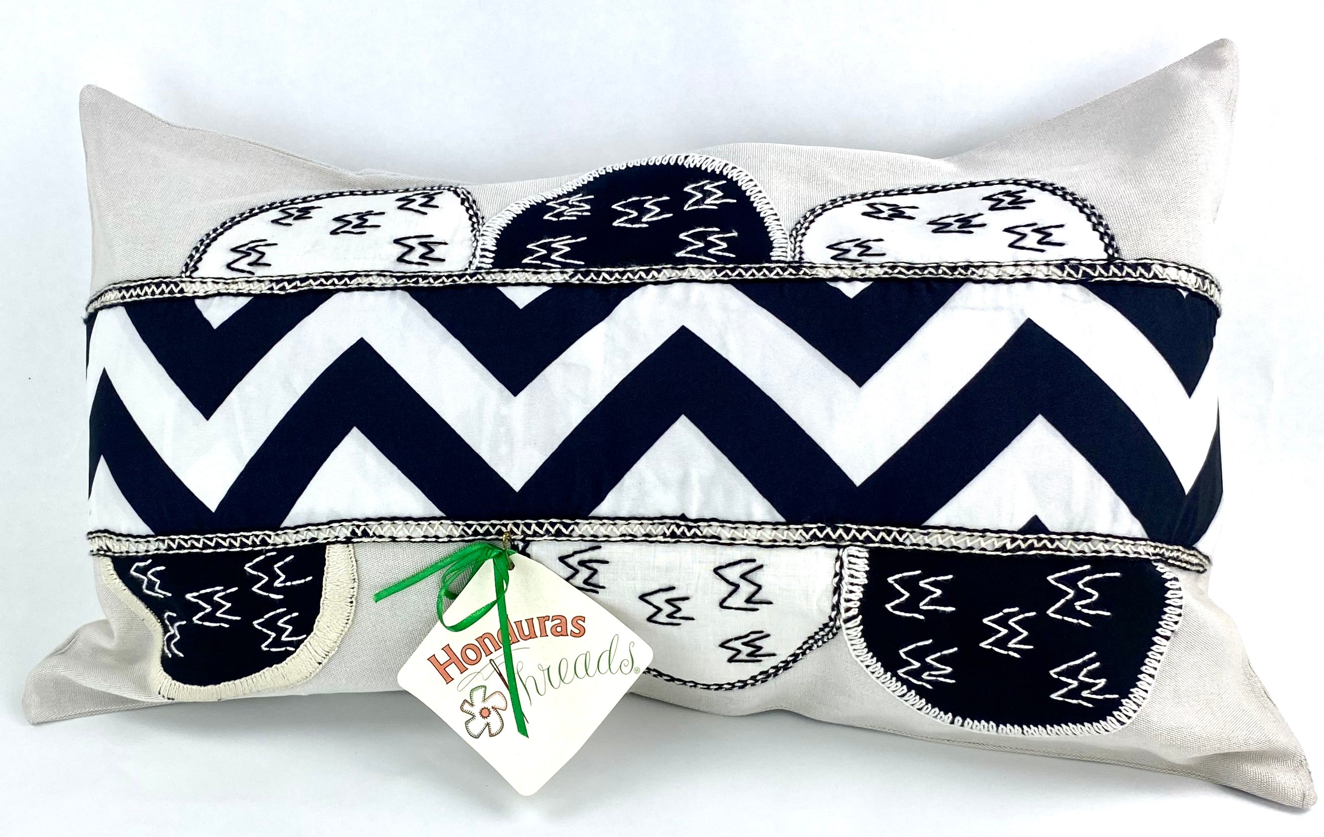 Piedras Lunar Design Embroidered Pillow on white (Copy) Honduras Threads