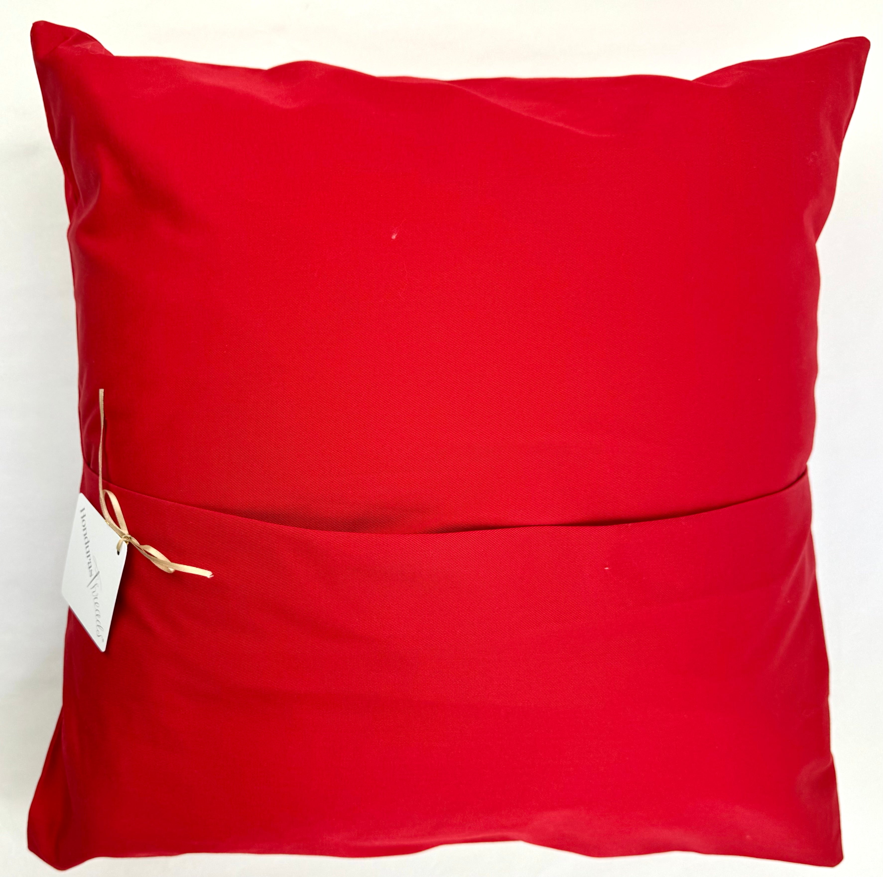 Angel Design Embroidered Throw Pillow on red Honduras Threads