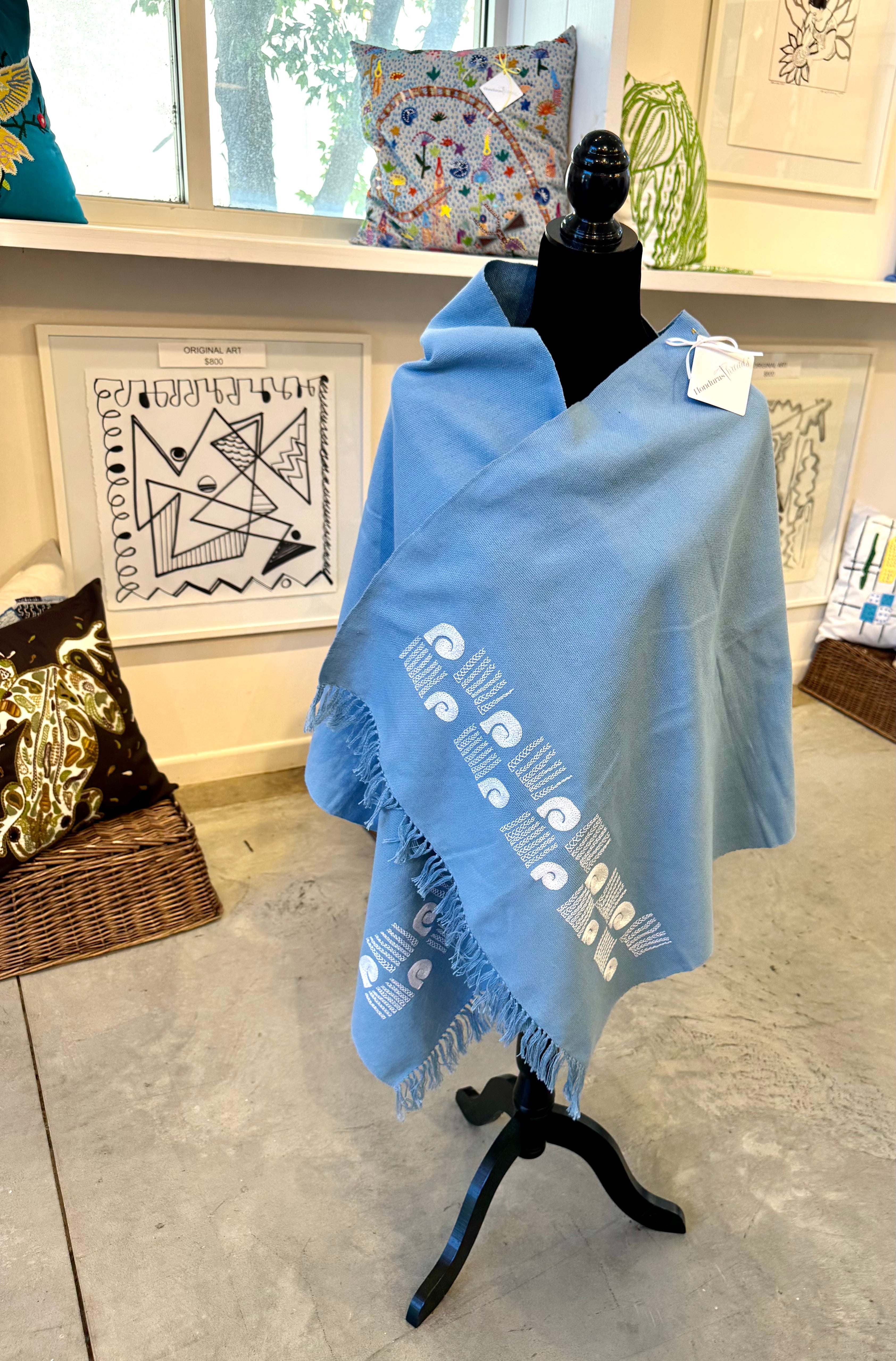 Handwoven, hand embroidered shawl Honduras Threads
