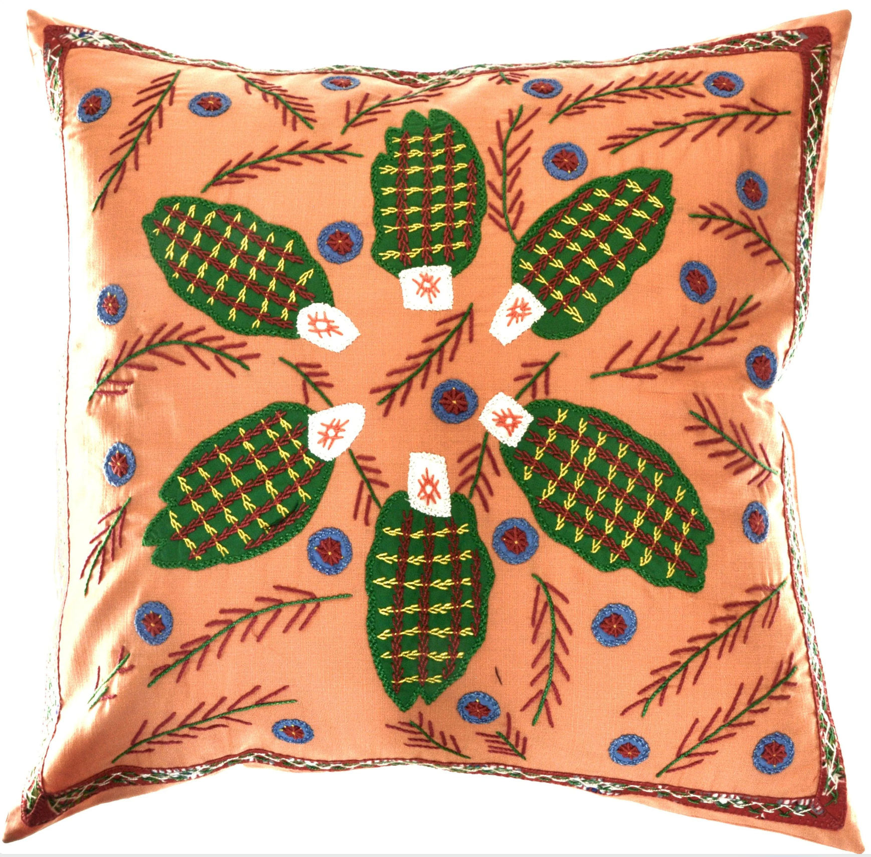 Uvas Design Embroidered Pillow with Insert