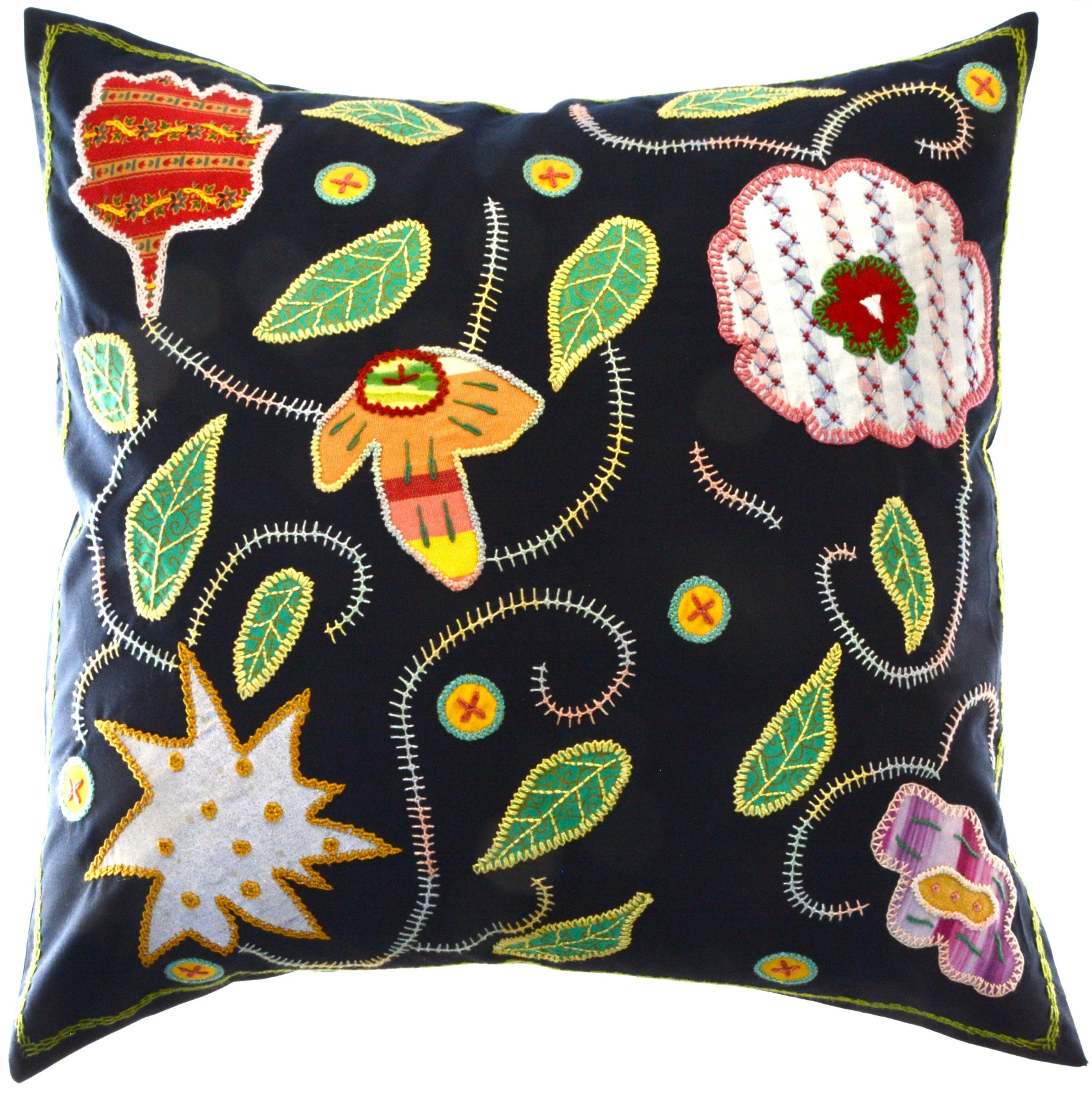 Rosas Design Embroidered Pillow with Insert Honduras Threads