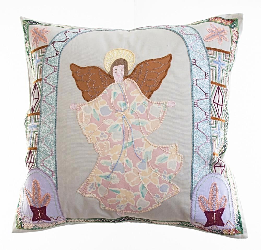 Angel Design Embroidered Pillow on Stone Honduras Threads