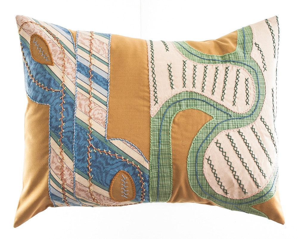 Cactus Design Embroidered Pillow on Caramel Honduras Threads
