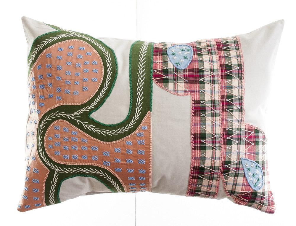 Cactus Design Embroidered Pillow on Stone Honduras Threads
