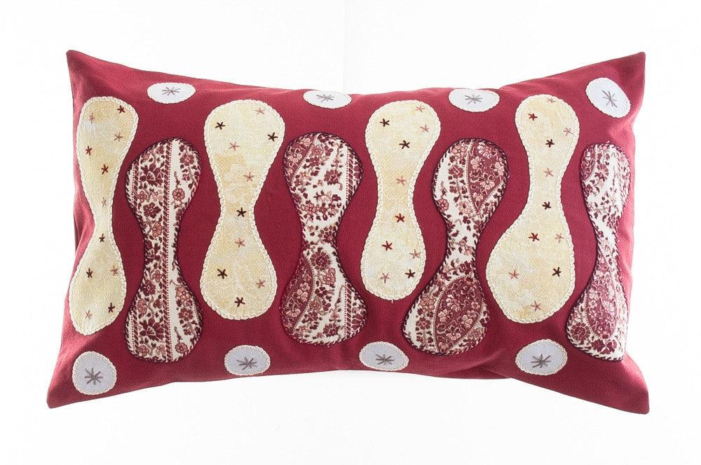 Zipper Design Embroidered Pillow on red Honduras Threads