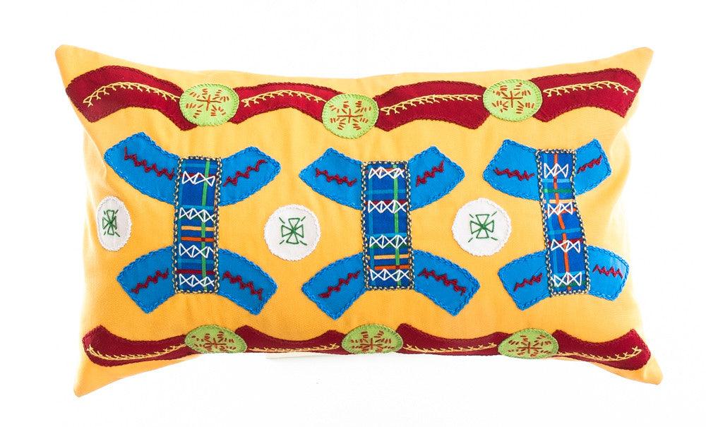 Arcos Design Embroidered Pillow on Gold Honduras Threads
