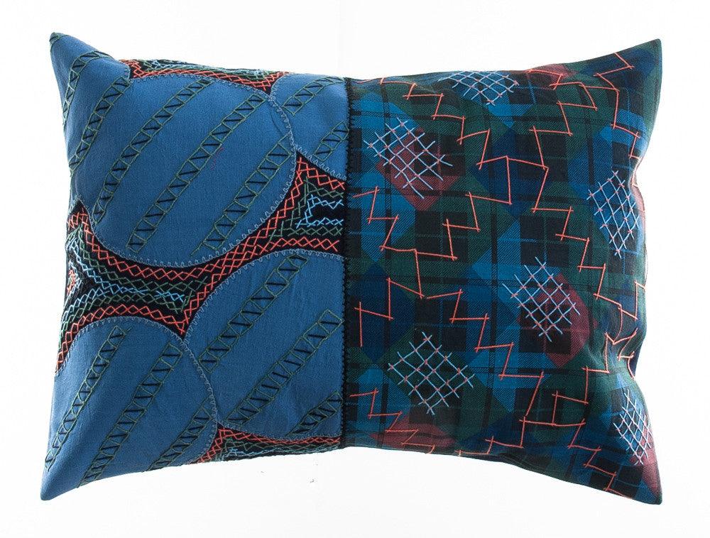 Cuadritos Design Embroidered Pillow on black Honduras Threads