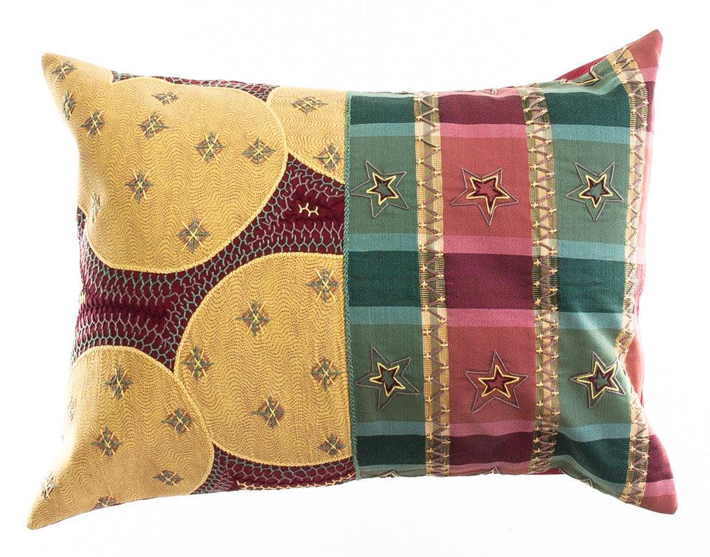 Cuadritos Design Embroidered Pillow on red Honduras Threads