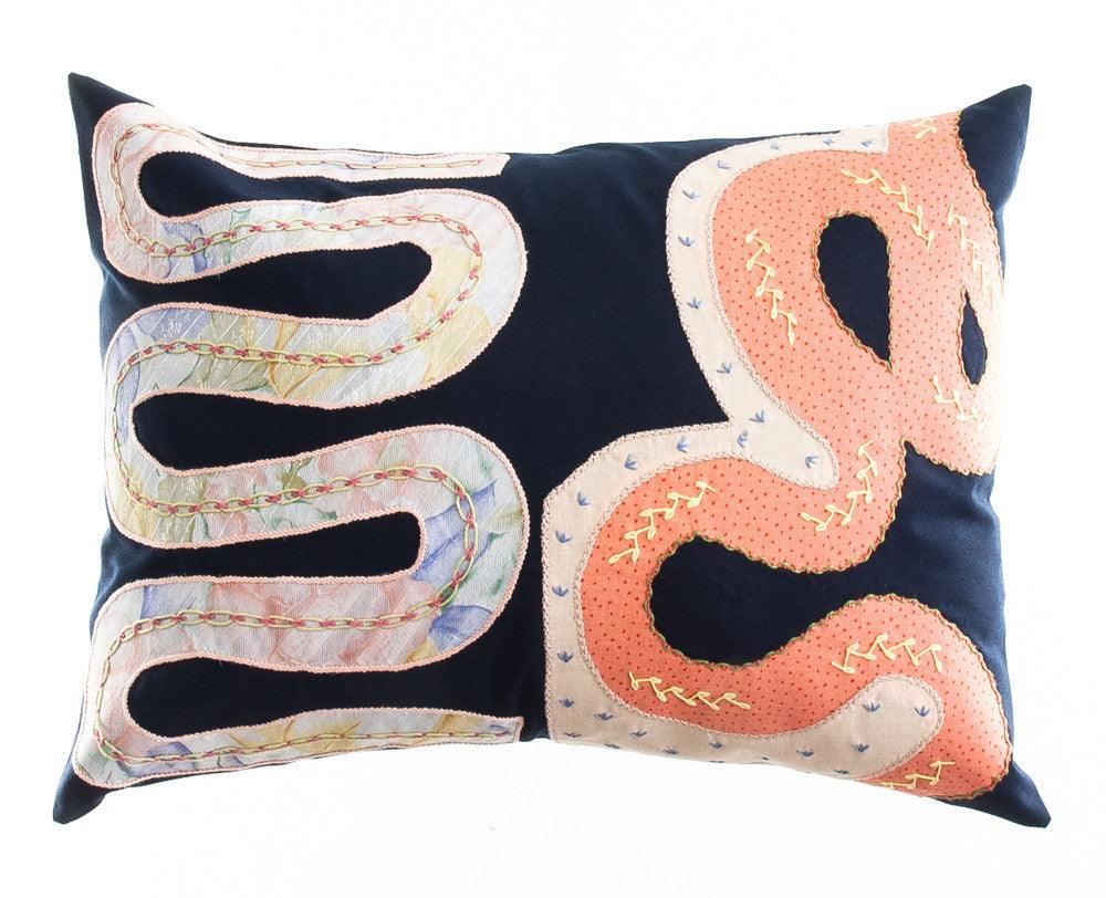 Rios Design Embroidered Pillow on black Honduras Threads