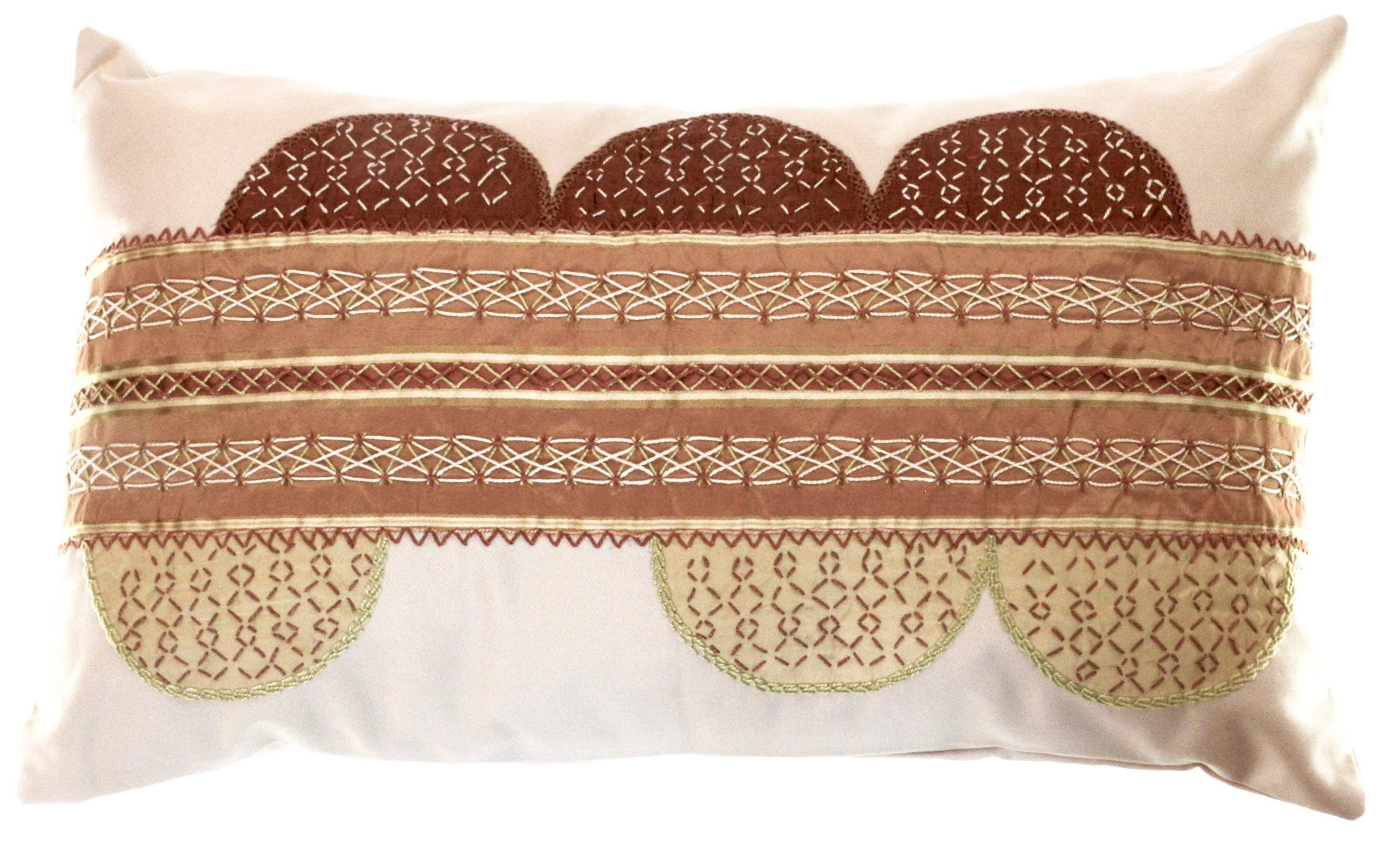 Piedras Lunar Design Embroidered Pillow on khaki Honduras Threads