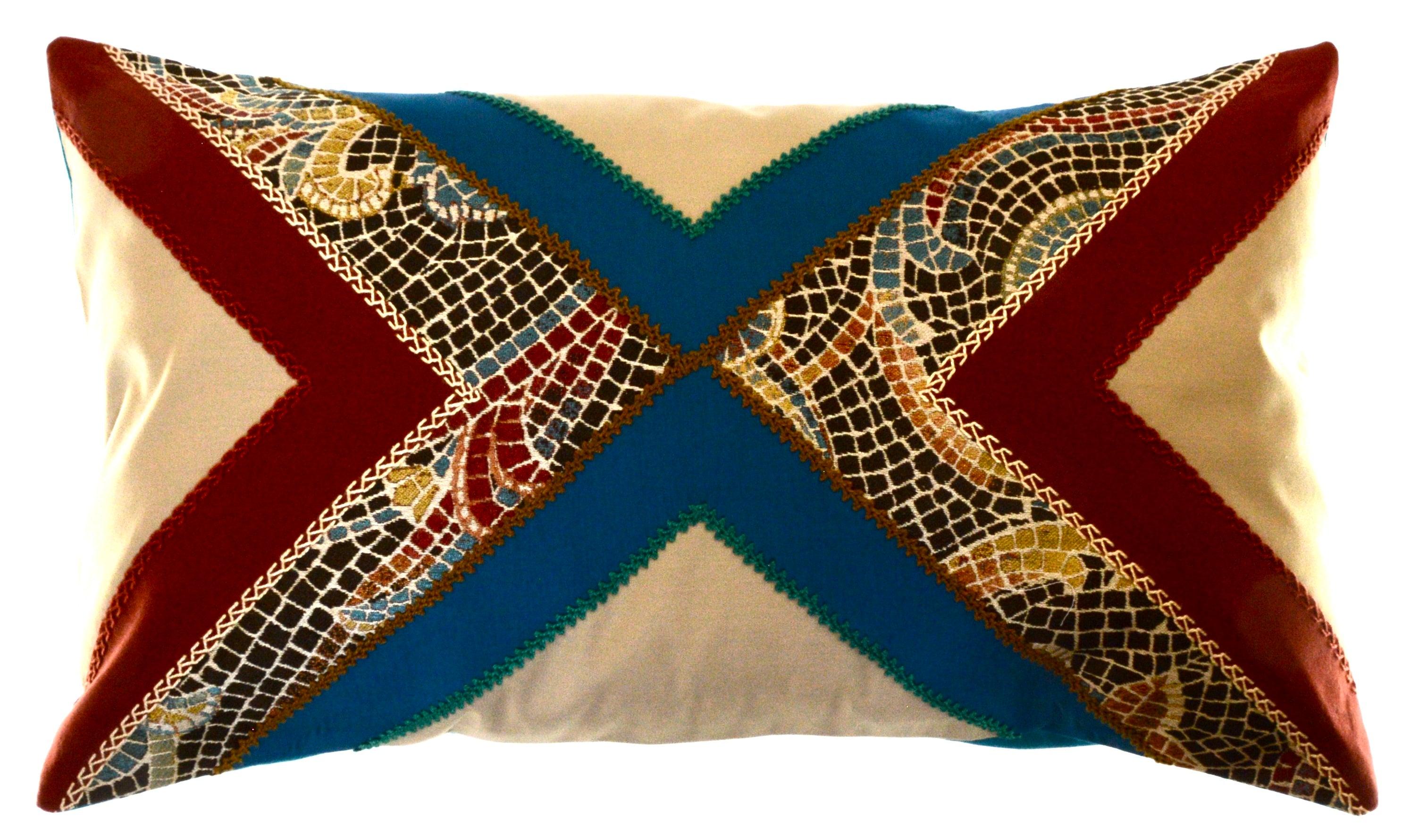 Conexiones Design Embroidered Pillow on khaki Honduras Threads
