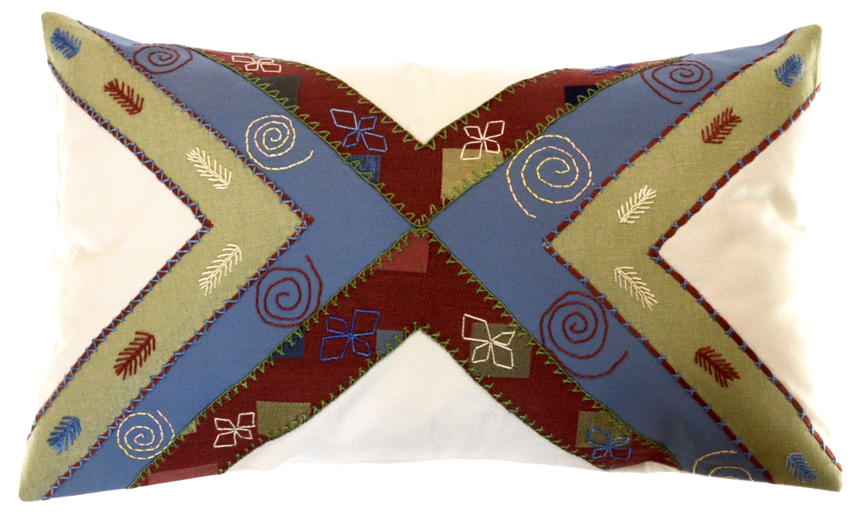 Conexiones Design Embroidered Pillow on ecru Honduras Threads