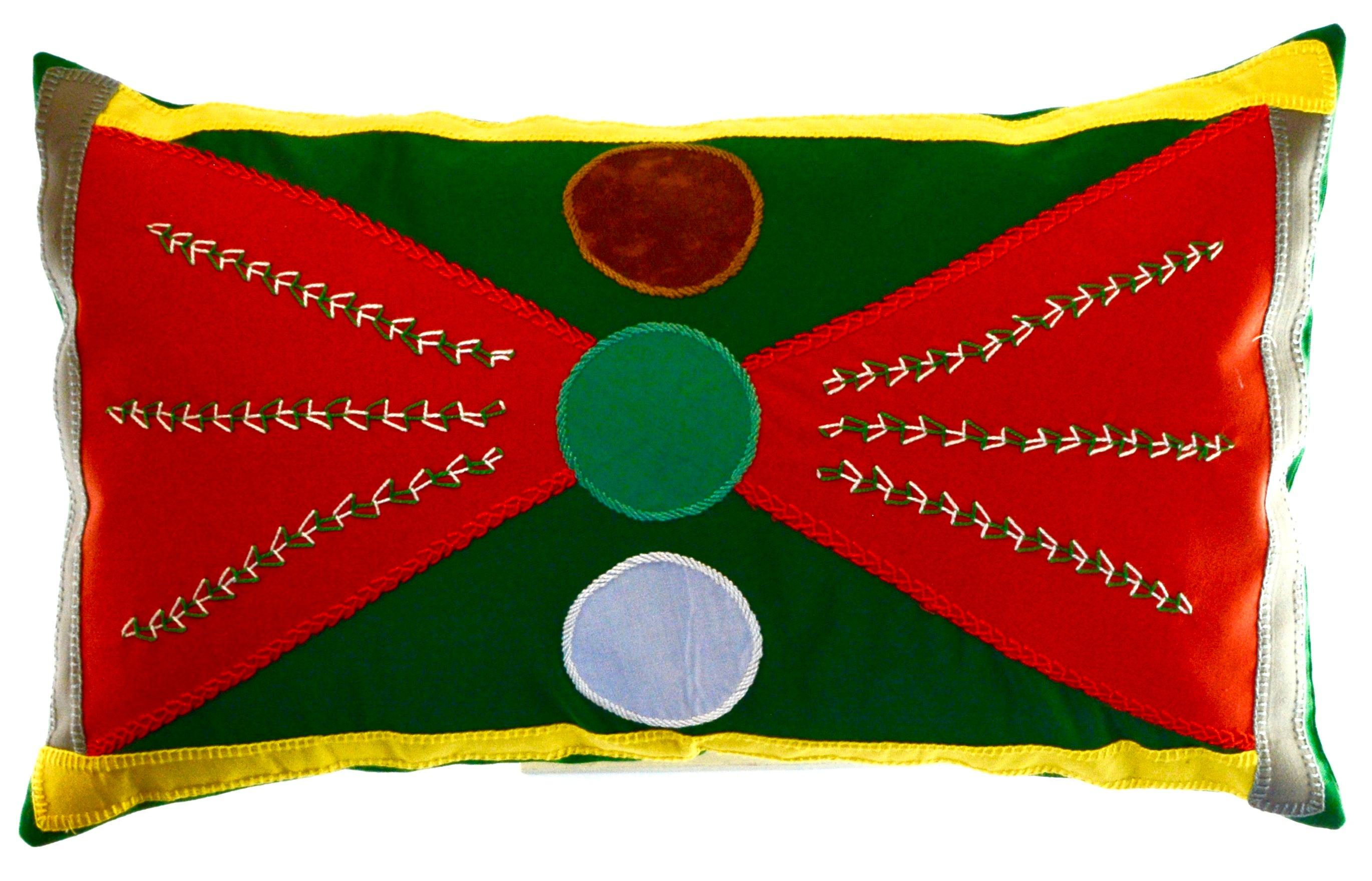Corbatín Design Embroidered Pillow on green Honduras Threads