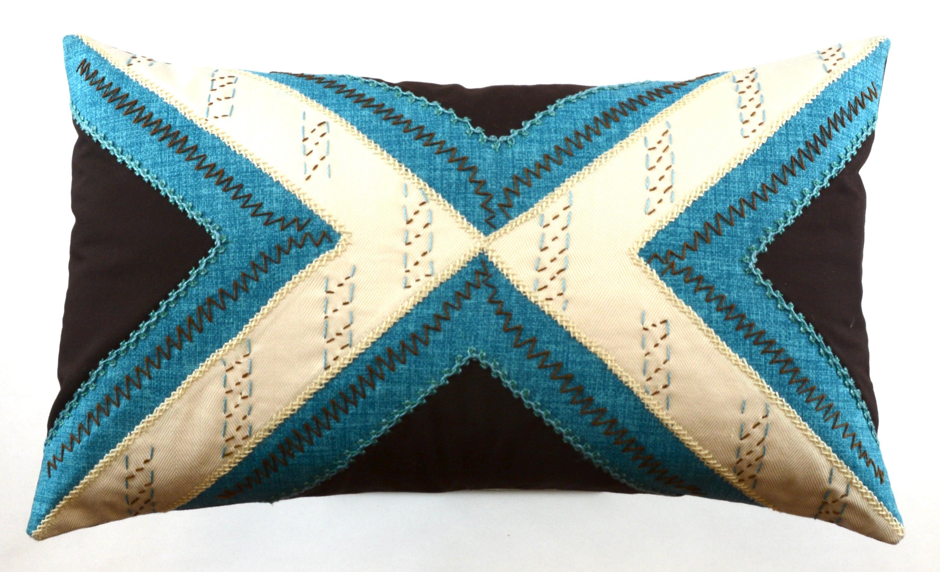 Conexiones Design Embroidered Pillow on chocolate Honduras Threads