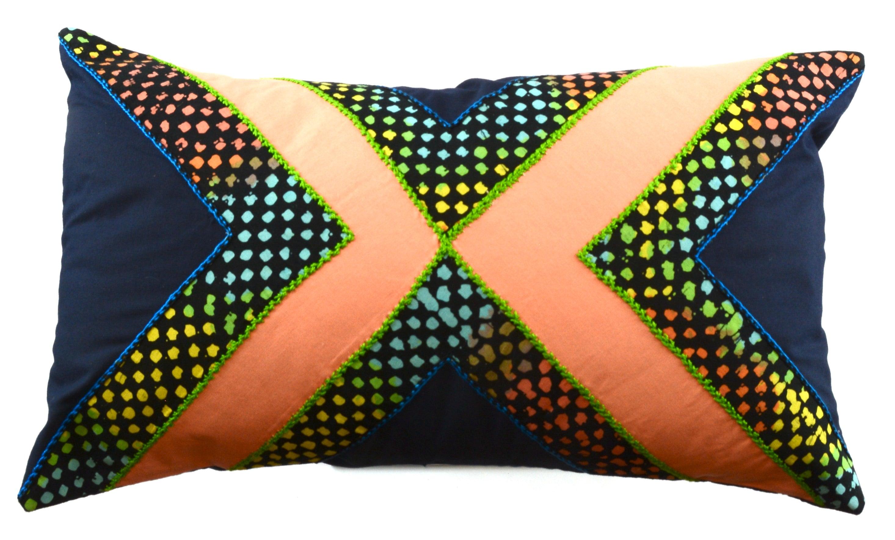 Conexiones Design Embroidered Pillow on navy Honduras Threads