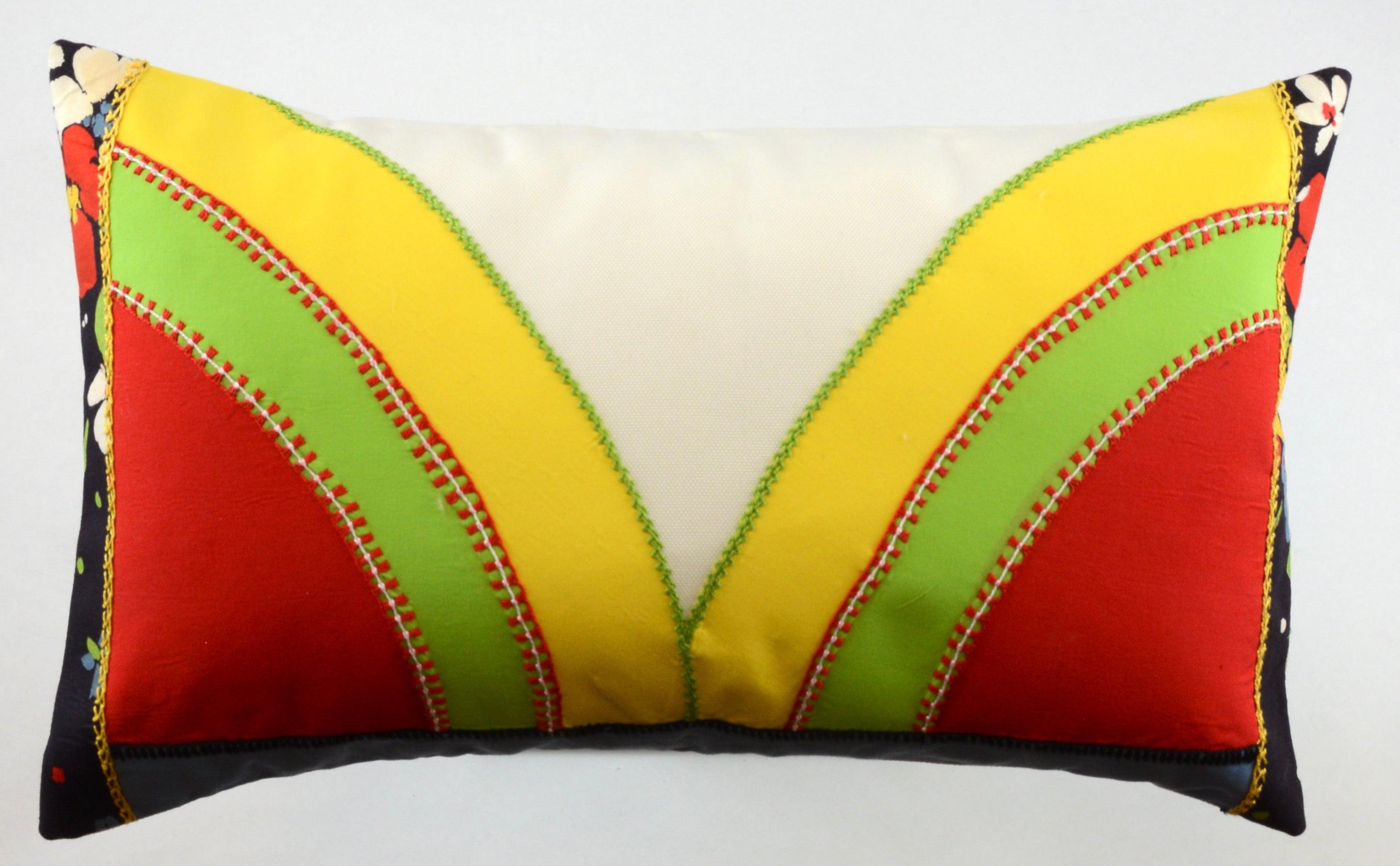 Mariposa Design Embroidered Pillow on white Honduras Threads